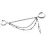 Fusamk Hip Hop Stainless Steel Tube Circle Clip On Hoop Earrings Tassel Chain Dangle Earrings,2PCS