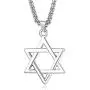Udalyn Star of David Pendant Necklace Stainless Steel Jewish Silver Jewelry for Men Women Religious 24'' Link Chain