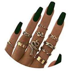 Snake Knuckle Stacking Ring Set Boho Vintage Gold Stackable Midi Finger Rings for Women Teen Girls