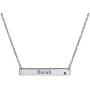 Personalized Customizable Initial Horizontal Sideway Flat Bar Name Plate Pendant Necklace For Teen Women Teens .925 Sterling Silver 12 Birthday Month Crystal Accent Colors