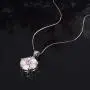 CiNily Flower Nceklace Opal Pendant Necklace for Women Girls 14K White Gold Plated Opal Jewelry Gemstone Necklaces