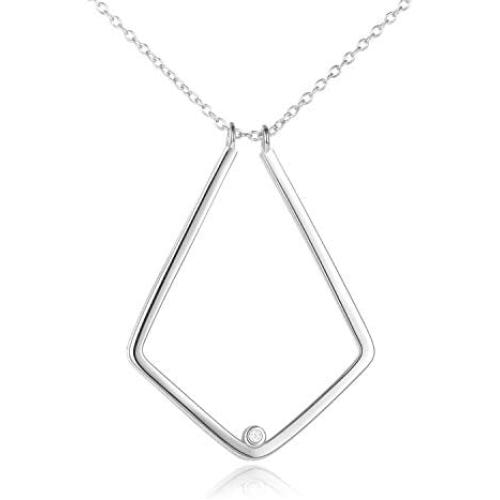 925 Sterling Silver Ring Holder Necklace For Women Elegant Rhombic Necklace Nurse Gifts Zirconia Engagement Ring Holder Jewelry Best Gifts For Wife