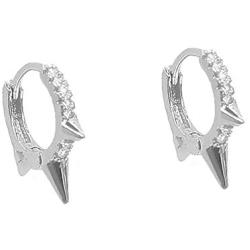 Punk Spikes Stud Small CZ Hoop Earrings for Women Teen Girls Men 925 Sterling Silver Charms Huggie Hoops Cuff Cartilage Stud Tragus Helix Crystal Wrap Earrings Hypoallergenic Rock Fashion Jewelry