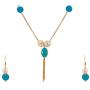 Efulgenz Indian 14 K Gold Plated Blue Faux Pearl Beads Strand Neckalce Earrings Set Fashion Costume Jewelry