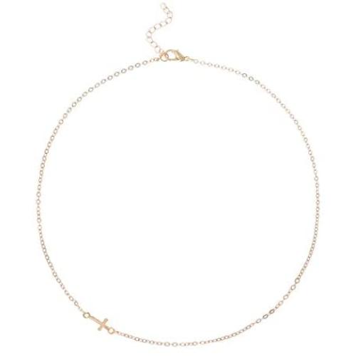 Yalice Minimalist Cross Choker Necklace Sideway Horizontal Necklace for Women and Girls