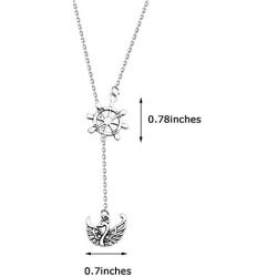 Captain Hook and Emma Swan Inspire Necklace Swan and Rudder Silver Lariat Y Necklace Captain Swan Y Necklace Movie Quote Jewelry