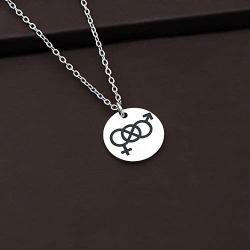 CENWA Bisexual Pendant Necklace Proud Symbolic LGBT Jewelry Gay Pride Bisexual Pride Necklace LGBT Pride Gift