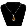 KISSPAT Teardrop Necklace Natural Crystal Stone Pendant on 20'' Stainless Steel Chain