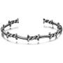 Barsly Men Bangle Open Cuff Twist Thorns Wire Titanium Steel Geometric Bracelet Open Cuff Barbed Jewelry Viking Bangles