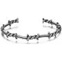 Barsly Men Bangle Open Cuff Twist Thorns Wire Titanium Steel Geometric Bracelet Open Cuff Barbed Jewelry Viking Bangles