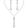 BABEYOND 1920s Bridal Pearl Tassel Necklace Earrings Set 20s Vintage Wedding Jewelry Set Gatsby Imitation Pearl Necklace Pearl Tassel Earrings Set