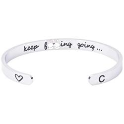 Bievochy Initial Cuff Bracelets Personalized Engraved Inspirational Bracelets for Women Jewelry Gifts