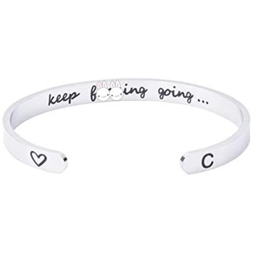 Bievochy Initial Cuff Bracelets Personalized Engraved Inspirational Bracelets for Women Jewelry Gifts