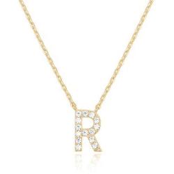 PAVOI 14K Yellow Gold Plated Cubic Zirconia Initial Necklace | Letter Necklaces for Women