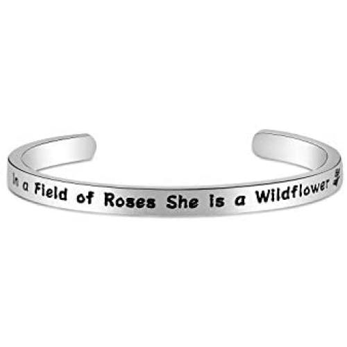 MAOFAED Boho Gift in a Field of Roses She is a Wildflower Bracelet Girls Inspirational Gift Daughter Gift