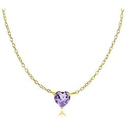 Ice Gems Yellow Gold Flashed Sterling Silver Small Dainty Cubic Zirconia Heart Choker Necklace