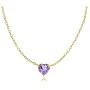 Ice Gems Yellow Gold Flashed Sterling Silver Small Dainty Cubic Zirconia Heart Choker Necklace