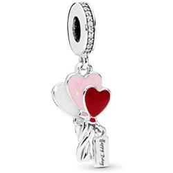 MiniJewelry Women Birthday Love Heart Balloon Charm for Bracelets fits Pandora Charms Bracelets Gift for Her Daughter Christmas Sterling Silver Charm
