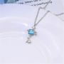 Star Planet Key Necklace Choker Blue Glass Cubic Zirconia Starry Universe Star Key to Her Heart Necklace for Women Girls Statement Jewelry