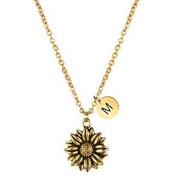 MEMGIFT Sunflower Necklace Your are My Sunshine Jewelry Personalized Initial Letter Charm Pendant Unique Gifts for Mothers Day Christmas Birthday