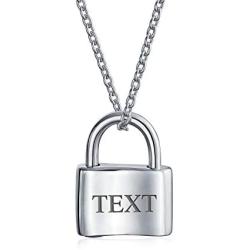 Personalized Couples Functional Love Lock Pendant Charm 925 Sterling Silver Engravable Necklace For Women Chain 16 Inch