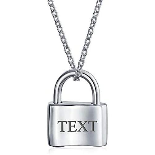 Personalized Couples Functional Love Lock Pendant Charm 925 Sterling Silver Engravable Necklace For Women Chain 16 Inch
