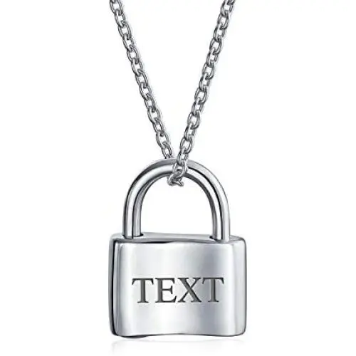 Personalized Couples Functional Love Lock Pendant Charm 925 Sterling Silver Engravable Necklace For Women Chain 16 Inch