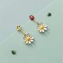 SLUYNZ 925 Sterling Silver Daisy Dangle Earrings for Women Teen Girls Cute Ladybird Flowers Drop Earrings