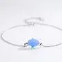 Kaletine Blue Synthetic Opal Hamsa Hand of Fatima Bracelet Sterling Silver 925 Adjustable Cable Chain 6.5''+1.5'' Kaletine Blue Synthetic Opal Hamsa Hand of Fatima Bracelet Sterling Silver 925 Adjustable Cable Chain 6.5''+1.5''