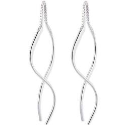 LGSY Twisted Threader Earrings for Women Sterling Silver, Wire Lightweight Earrings for Jewelry Gift