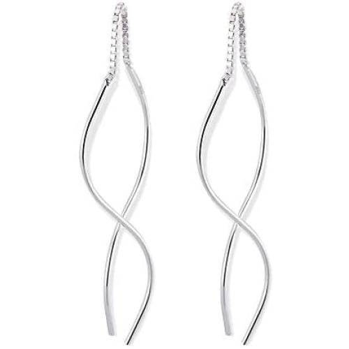 LGSY Twisted Threader Earrings for Women Sterling Silver, Wire Lightweight Earrings for Jewelry Gift