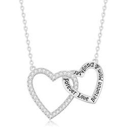 CDE Two Generations Necklace Forever Love Between Mom Daughter Sterling Silver Necklaces for Women 5A Cubic Zirconia Mother’s Day Jewelry Birthday Gifts for Grandmother Mother