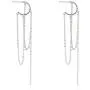 Silver Long Chain Tassel Dangle Earring for Women Girls Minimalist Ear Line Threader Chain Hoop Earring Jewelry