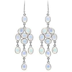 YoTreasure 3 1/2'' Moonstone Solid 925 Sterling Silver Gemstone Dangle Earrings
