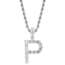 GUCY Tennis Letter Chain Initial Pendant Necklace Silver Personalized Name Chain Necklace for Women Men