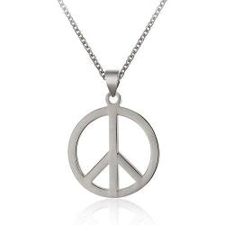 Eiffy Stainless Steel Round Anti-War Peace Sign Symbol Pendant Necklace Earrings Bracelet for Women Men Jewelry