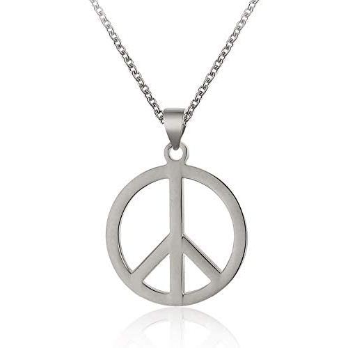 Eiffy Stainless Steel Round Anti-War Peace Sign Symbol Pendant Necklace Earrings Bracelet for Women Men Jewelry