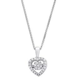 Dancing Diamond Petite Heart Pendant Necklace in 925 Sterling Silver by Parade of Jewels (1/7 ct.tw.), 18''