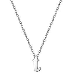 Hipunk Tiny 26 Letter Initial Necklace Women 316L Stainless Steel Small Alphabet A to Z Name Pendant 18k Gold/Black Gun Plated Minimalist Jewelry SP0069