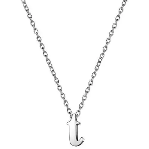 Hipunk Tiny 26 Letter Initial Necklace Women 316L Stainless Steel Small Alphabet A to Z Name Pendant 18k Gold/Black Gun Plated Minimalist Jewelry SP0069