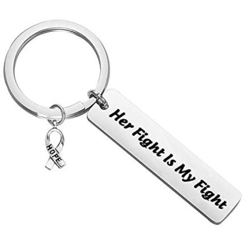 ENSIANTH Cancer Awareness Keychain Her Fight is My Fight Keychain Cancer Survivor Gift Cancer Fighter Gift