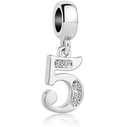 CharmSStory Lucky Number Charms Dangle Beads for Bracelets