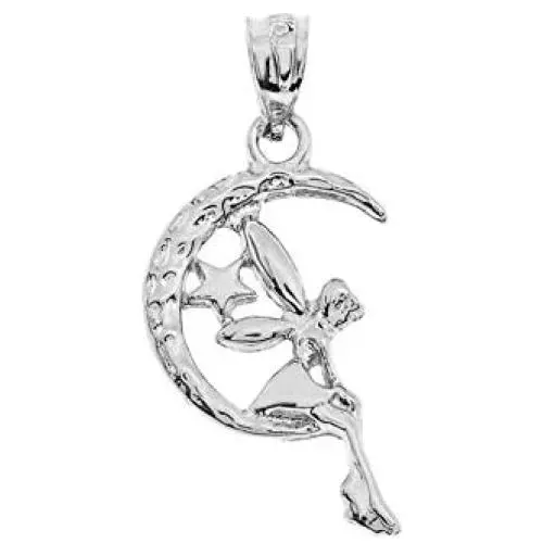 CaliRoseJewelry Sterling Silver Tinkerbell Fairy Tale on The Moon Charm Pendant CaliRoseJewelry Sterling Silver Tinkerbell Fairy Tale on The Moon Charm Pendant