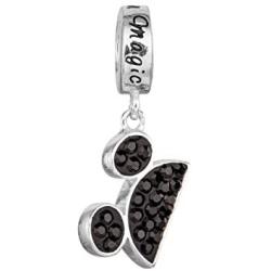 Disney Mickey Mouse Sterling Silver Black Crystal Ears Dangle Charm Bead