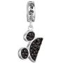 Disney Mickey Mouse Sterling Silver Black Crystal Ears Dangle Charm Bead