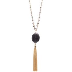 Long Tassel Pendant Necklace for Women Girls, Long Tassel Necklace,Genuine Quartz Stone Pendant Necklace,Ajustable from 32 to 34 Inch