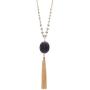 Long Tassel Pendant Necklace for Women Girls, Long Tassel Necklace,Genuine Quartz Stone Pendant Necklace,Ajustable from 32 to 34 Inch