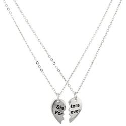 LUX ACCESSORIES Sisters Forever Broken Heart Big Sis Lil Sis BFF Best Friends Necklace Set (2pc)