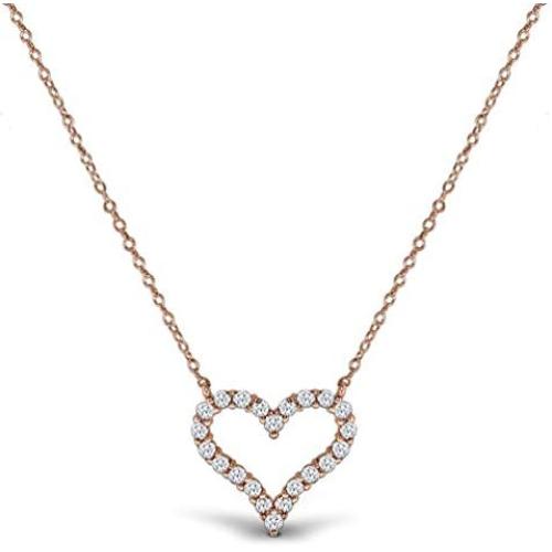 AceLay 14k Gold Plated Sterling Silver Heart Necklaces for Women Filled with CZ Stones | Womens Jewelry Love Pendant Necklace