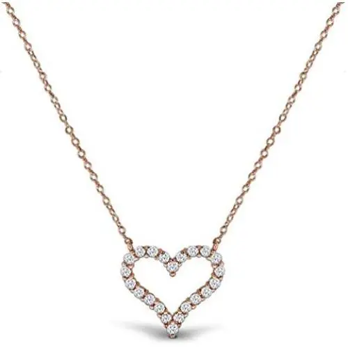 AceLay 14k Gold Plated Sterling Silver Heart Necklaces for Women Filled with CZ Stones | Womens Jewelry Love Pendant Necklace